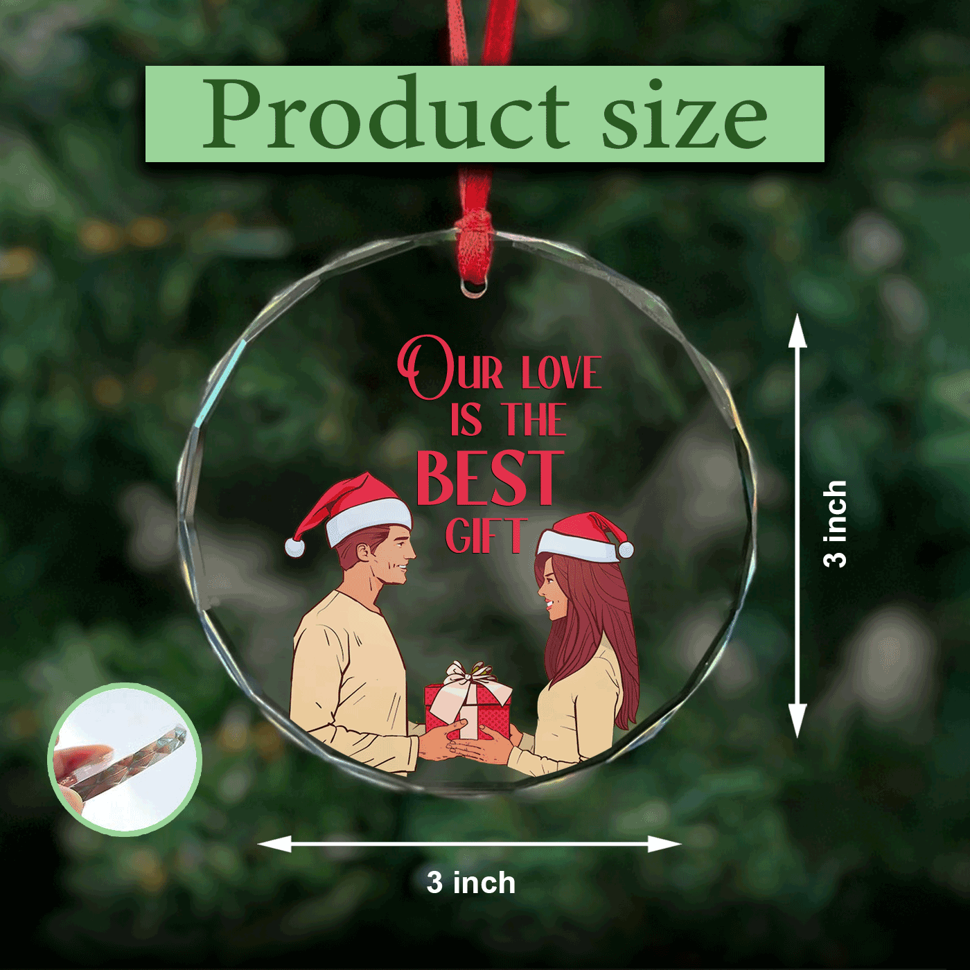 Romantic Christmas Gift | Holiday Love and Togetherness | Glass Ornament